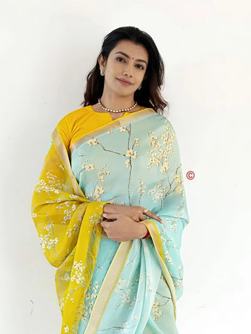 Elegant Soft Linen Saree - Digital Print Festive Wear for Women