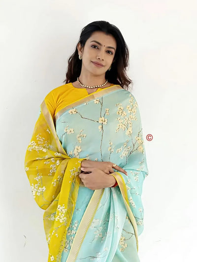 Elegant Soft Linen Saree - Digital Print Festive Wear for Women