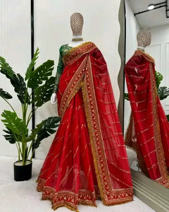 Elegant Soft Organza Saree - Heavy Embroidery Festive Wear