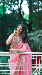 Elegant Soft Organza Saree - Heavy Zari Embroidery for Women