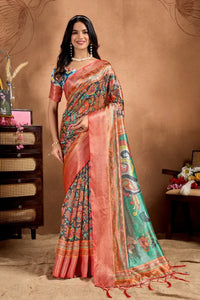Elegant Soft Silk Blend Saree with Artistic Parrot Print for Festive Wear