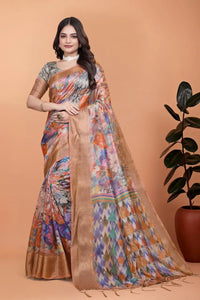 Elegant Soft Silk Blend Saree with Rich Zari Border - Festive Wear for Women