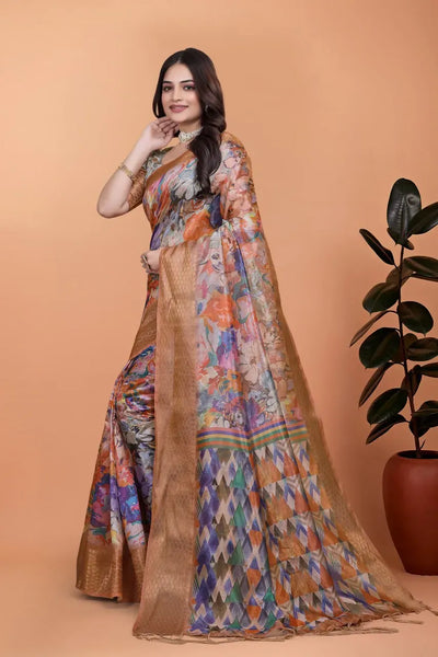 Elegant Soft Silk Blend Saree with Rich Zari Border - Festive Wear for Women