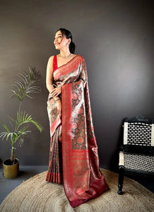 Elegant Soft Silk Ikkat Saree - Exquisite Jari Minakari for Women