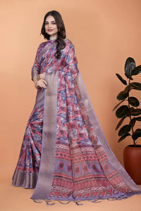 Elegant Soft Silk Saree - Detailed Copper Zari Border Festive Wear for Women