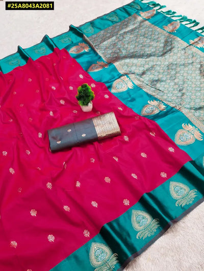 Elegant Soft Silk Saree - Dual Zari Meenakari Design for Festive Wear