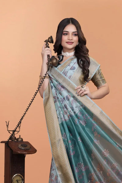 Elegant Soft Silk Saree - Festive Floral Wear for Women