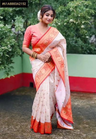 Elegant Soft Silk Saree - Meenakari Motifs for Festive & Wedding