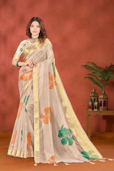Elegant Soft Silk Saree with Bold Floral Print for Festive Wear