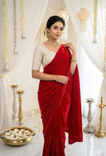 Elegant Soft Silk Saree with Siroski Diamond Work for Festive Wear