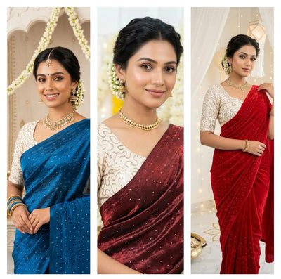 Elegant Soft Silk Saree with Siroski Diamond Work for Festive Wear