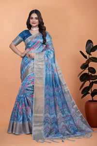 Elegant Soft Silk Saree with Zari Border - Festive Wear