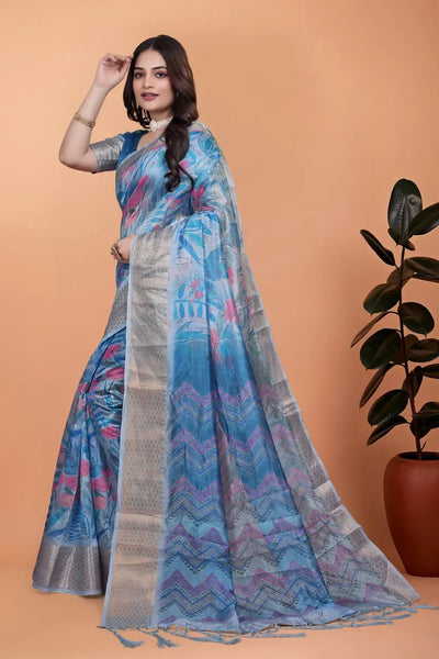 Elegant Soft Silk Saree with Zari Border - Festive Wear