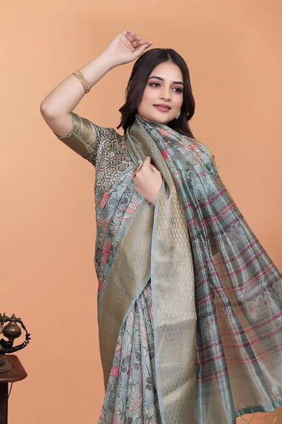 Elegant Soft Silk Saree - Zari Border Festive Wear for Women