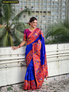 Elegant Soft Silk Saree - Zari Meenakari Weaving for Women