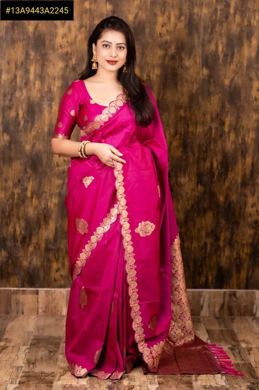 Premium Soft Silk Zari Saree with Cutwork Border