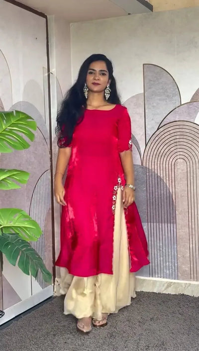 Elegant Soft Space Silk Gown Palazzo Set - Handwork for Festive Wear