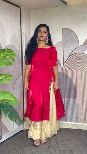 Elegant Soft Space Silk Gown Palazzo Set - Handwork for Festive Wear