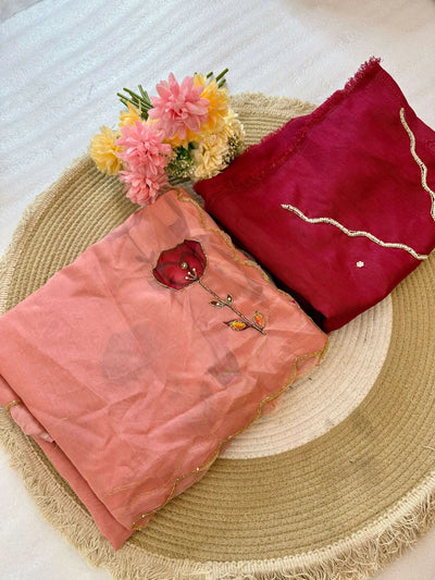 Elegant Soft Tabi Silk Floral Saree with Handwork Blouse for Festive Wear