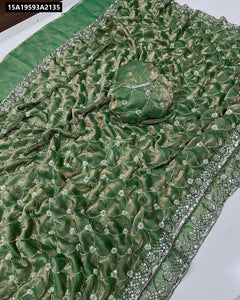 Elegant Space Satin Beaded Saree for Women | Festive, Party Wear & Ethnic Online