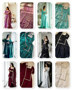 Elegant Space Silk Gharara Set - Intricate Lace & Mirror Embellishments for Eid