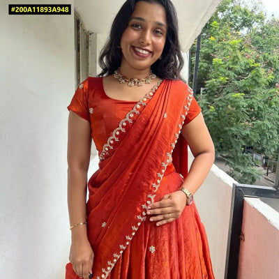 Elegant Space Silk Half Saree - Handwork Cutt Dana for Women