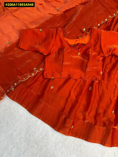 Elegant Space Silk Half Saree - Handwork Cutt Dana for Women