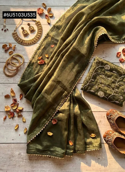 Elegant Space Silk Saree - Bead Work Blouse for Festive Occasions