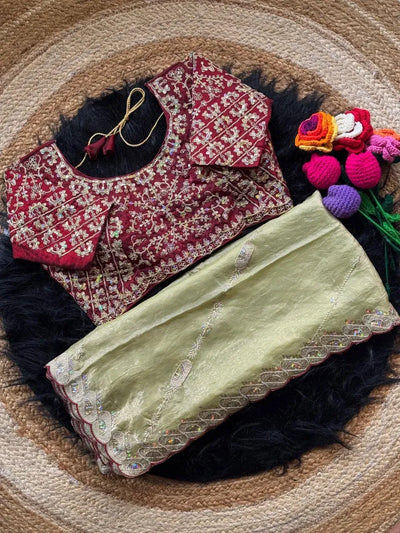 Elegant Space Silk Saree - Heavy Embroidery & Scallop Border for Festive & Wedding Wear