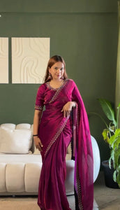 Elegant Space Silk Saree - Radiant Zarkan Diamond Work for Festive Wear