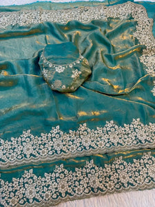 Elegant Space Silk Saree with Heavy Coding Embroidery for Women