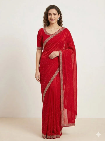 Elegant Space Silk Saree with Luxe Zarkan Diamond Work for Festive Celebrations