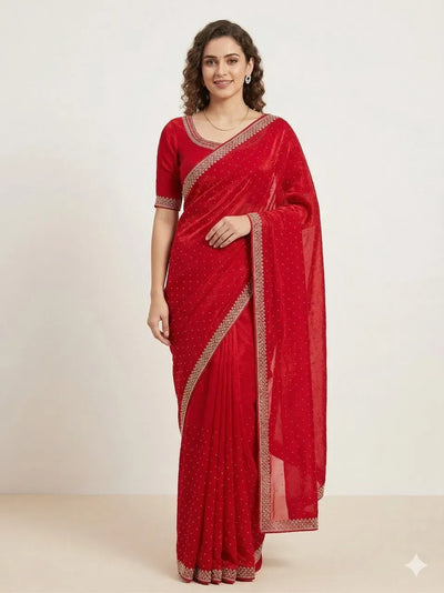 Elegant Space Silk Saree with Luxe Zarkan Diamond Work for Festive Celebrations