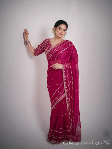 Elegant Space Silk Saree - Zari & Sequin Embroidery for Women