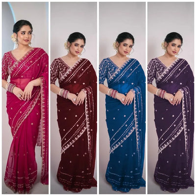 Elegant Space Silk Saree - Zari & Sequin Embroidery for Women