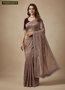 Elegant Space Silk Saree - Zari & Sequins for Festive Wear