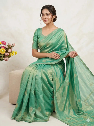 Elegant Space Silk Saree - Zarkan Diamond Work Festive Wear