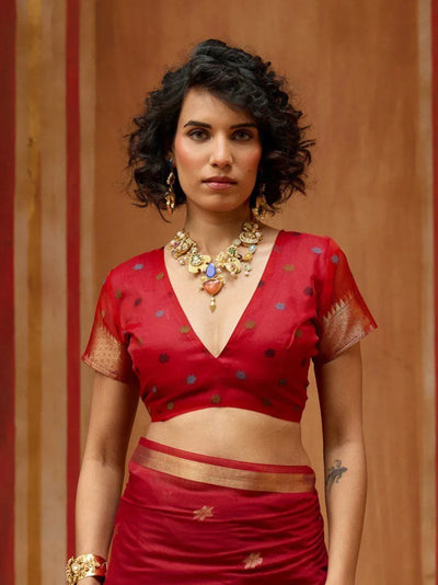 Elegant Spun Cotton Handloom Saree - Organza Weaving Pallu for Festive Elegance