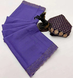 Elegant Star Georgette Saree with Heavy Beads Work Blouse - Festive Wear for Women