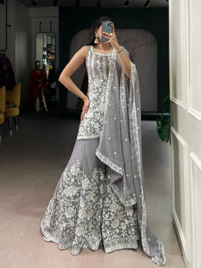 Elegant Star Georgette Suit - Sequin & Thread Embroidery for Festive & Party Wear