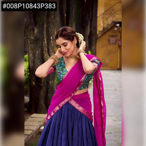 Elegant Stitched Lehenga Choli - Zari Weaving for Festive Wear