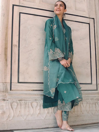 Elegant Straight Kurti Set - Embroidered Rayon Slub for Women