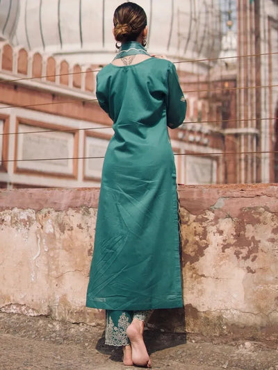 Elegant Straight Kurti Set - Embroidered Rayon Slub for Women