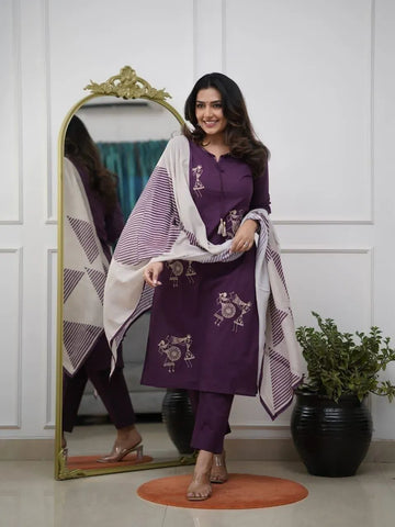 Elegant Sulb Cotton Kurti Set - Sequence Embroidery for Festive Wear | S-3XL