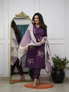 Elegant Sulb Cotton Kurti Set - Sequence Embroidery for Festive Wear | S-3XL