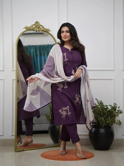 Elegant Sulb Cotton Kurti Set - Sequence Embroidery for Festive Wear | S-3XL