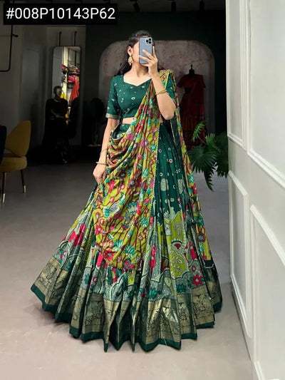 Elegant Tasar Silk Lehenga Choli - Kalamkari Festive Wear for Women