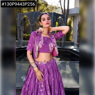 Elegant Tasar Silk Lehenga - Floral Print Wedding Wear for Women