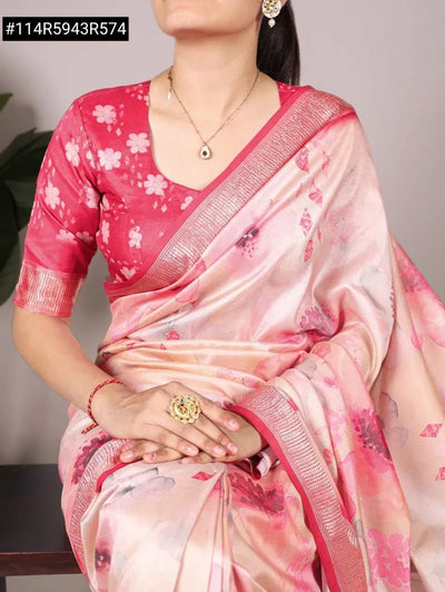 Elegant Tasar Viscose Saree - Floral Printed for Festive & Spring Wear