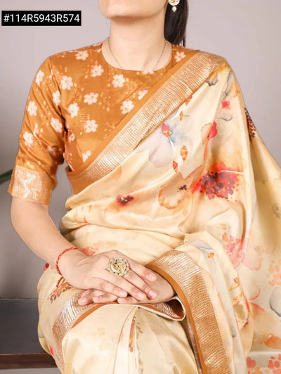 Elegant Tasar Viscose Saree - Floral Printed for Festive & Spring Wear